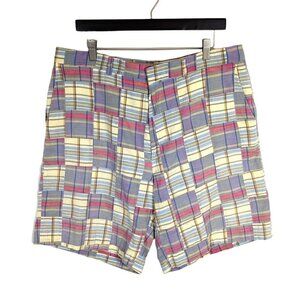 Vintage BERLE Golf Men's Size 38 Madras Plaid Pastel Patchwork Chino Shorts